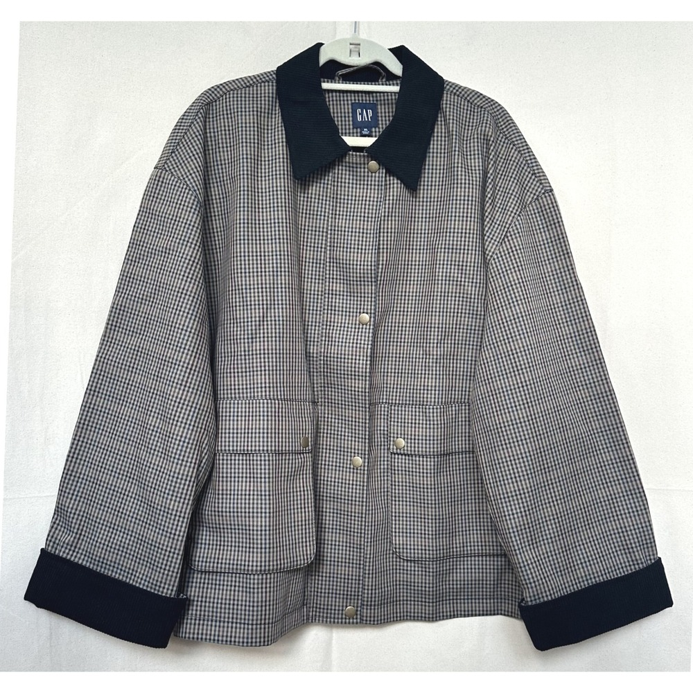 NWT GAP Plaid Barn Utility Jacket XL Chores Utility Tonal Brown Corduroy Cabin